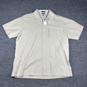 GAP Shirr Men's L Linen Short Sleeve Button Down Beige NWT Casual